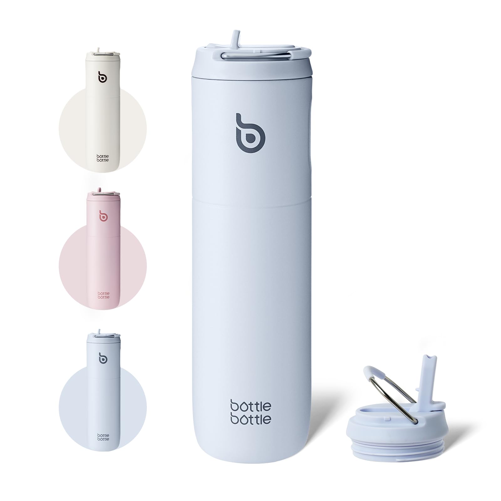 BOTTLE BOTTLE Insulated Water Bottle 24oz with Straw Lid and Handle for Sports Travel Gym Stainless Steel Water Bottles Double-Wall Vacuum Metal Leak Proof BPA-Free