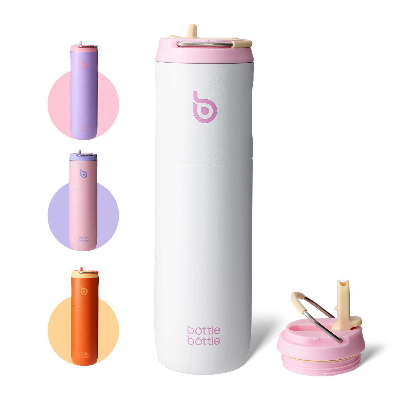 BOTTLE BOTTLE Insulated Water Bottle 24oz with Straw Lid and Handle for Sports Travel Gym Stainless Steel Water Bottles Double-Wall Vacuum Metal Leak Proof BPA-Free