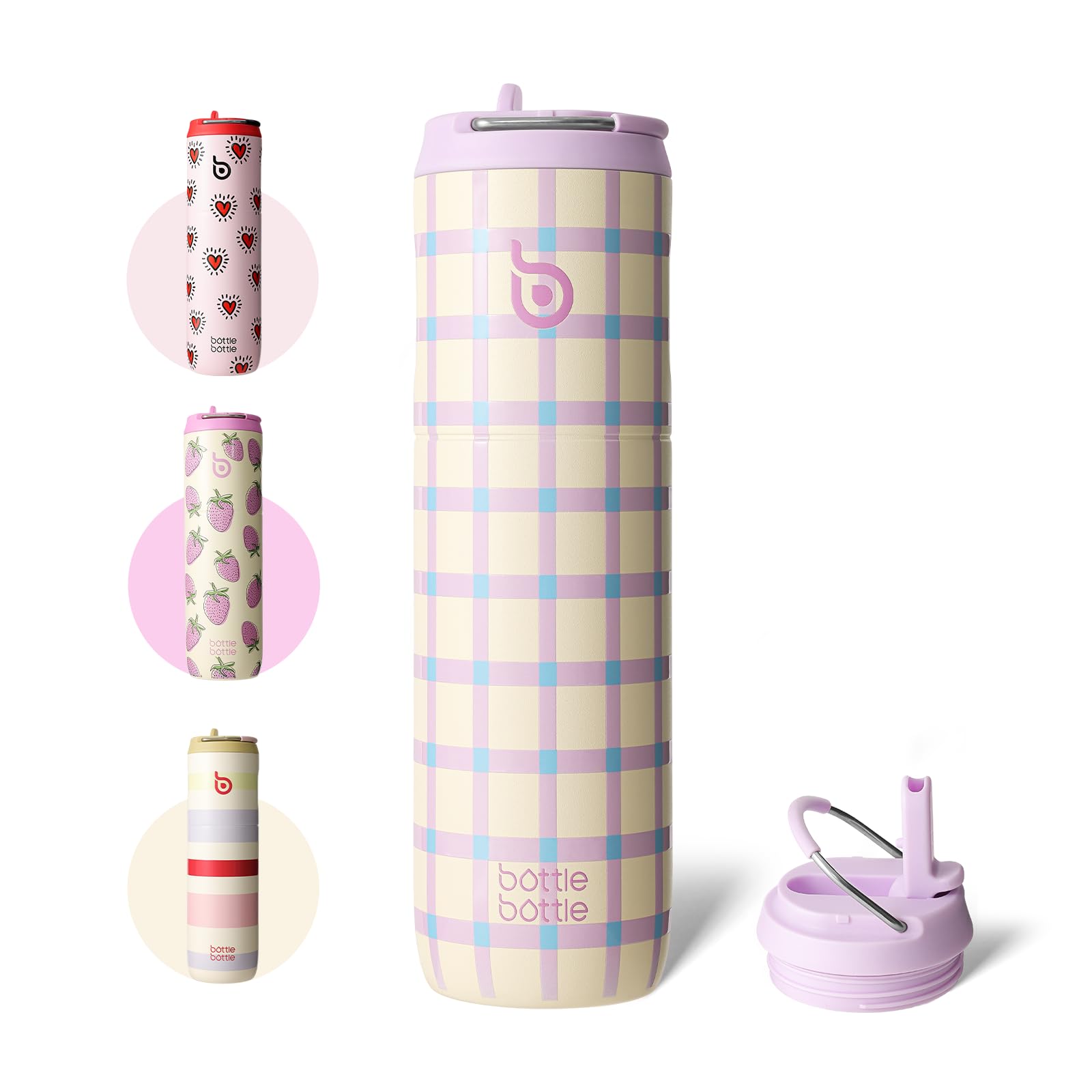 BOTTLE BOTTLE Insulated Water Bottle 24oz with Straw Lid and Handle for Sports Travel Gym Stainless Steel Water Bottles Double-Wall Vacuum Metal Leak Proof BPA-Free