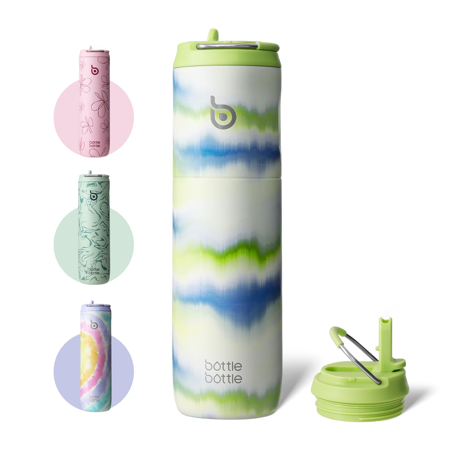 BOTTLE BOTTLE Insulated Water Bottle 24oz with Straw Lid and Handle for Sports Travel Gym Stainless Steel Water Bottles Double-Wall Vacuum Metal Leak Proof BPA-Free