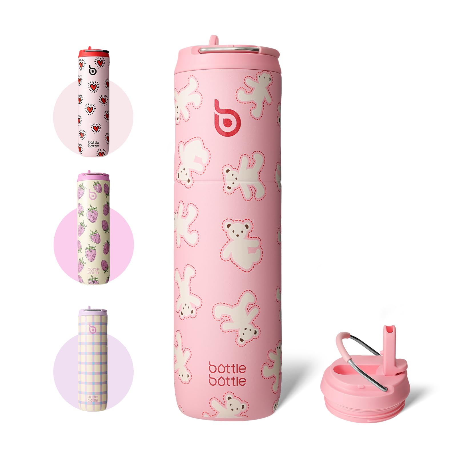 BOTTLE BOTTLE Insulated Water Bottle 24oz with Straw Lid and Handle for Sports Travel Gym Stainless Steel Water Bottles Double-Wall Vacuum Metal Leak Proof BPA-Free