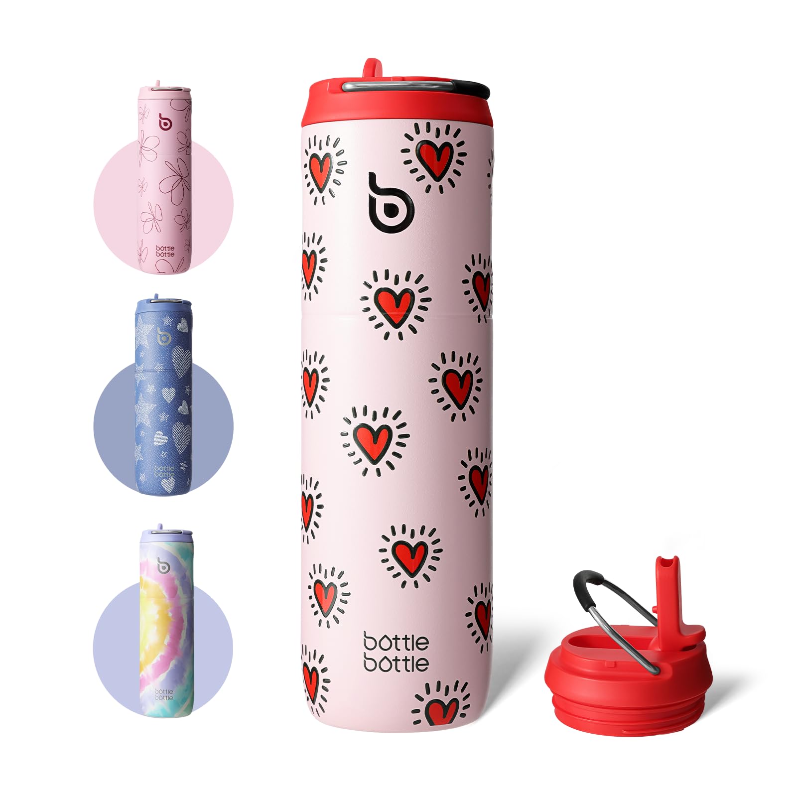 BOTTLE BOTTLE Insulated Water Bottle 24oz with Straw Lid and Handle for Sports Travel Gym Stainless Steel Water Bottles Double-Wall Vacuum Metal Leak Proof BPA-Free