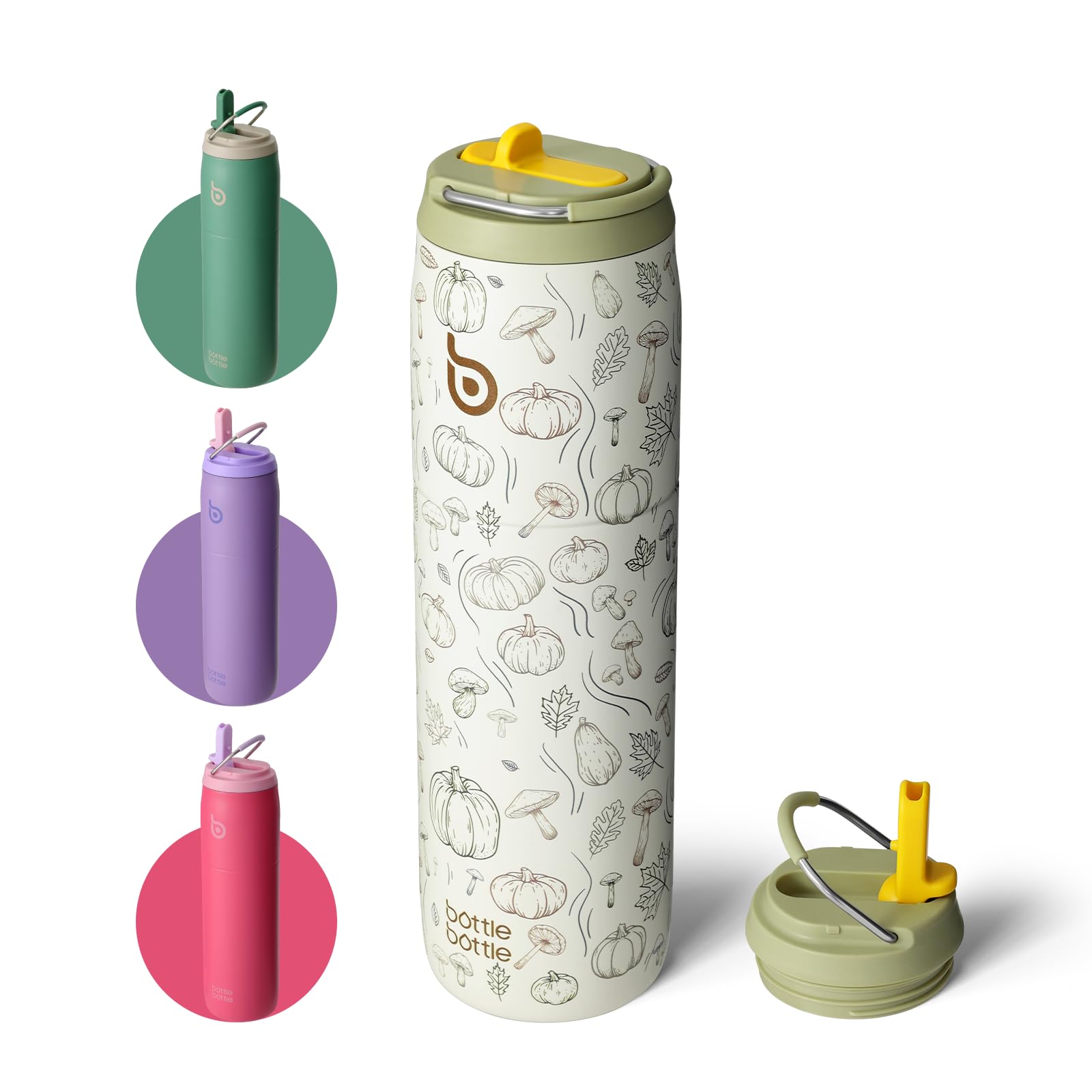 BOTTLE BOTTLE Stainless Steel Water Bottle with Straw and Lid 32 oz Vacuum Insulated Cup Stay Cold and Hot, Leak-Proof Wide Mouth Water Bottles for Women,Rabbits