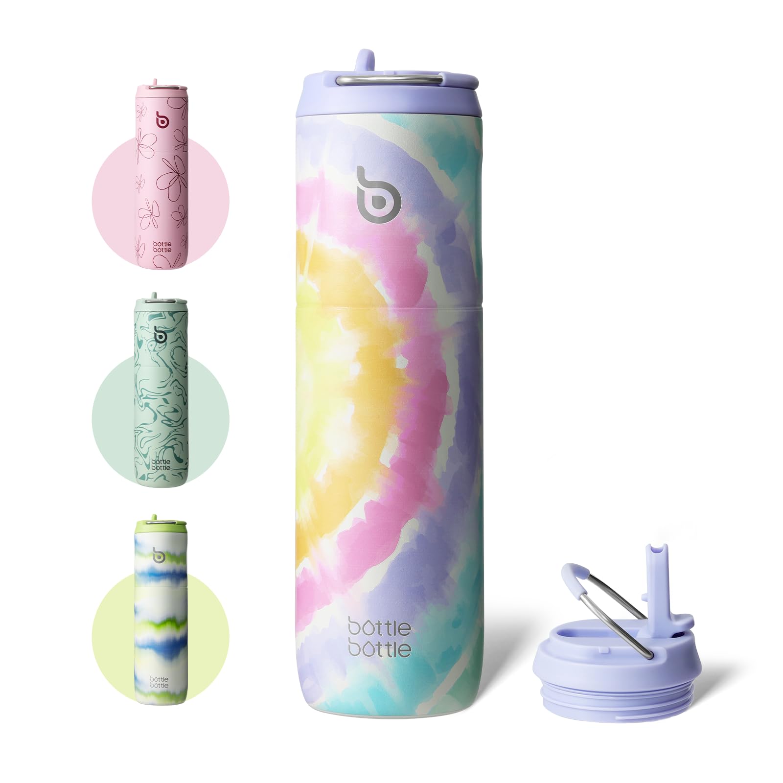 BOTTLE BOTTLE Insulated Water Bottle 24oz with Straw Lid and Handle for Sports Travel Gym Stainless Steel Water Bottles Double-Wall Vacuum Metal Leak Proof BPA-Free