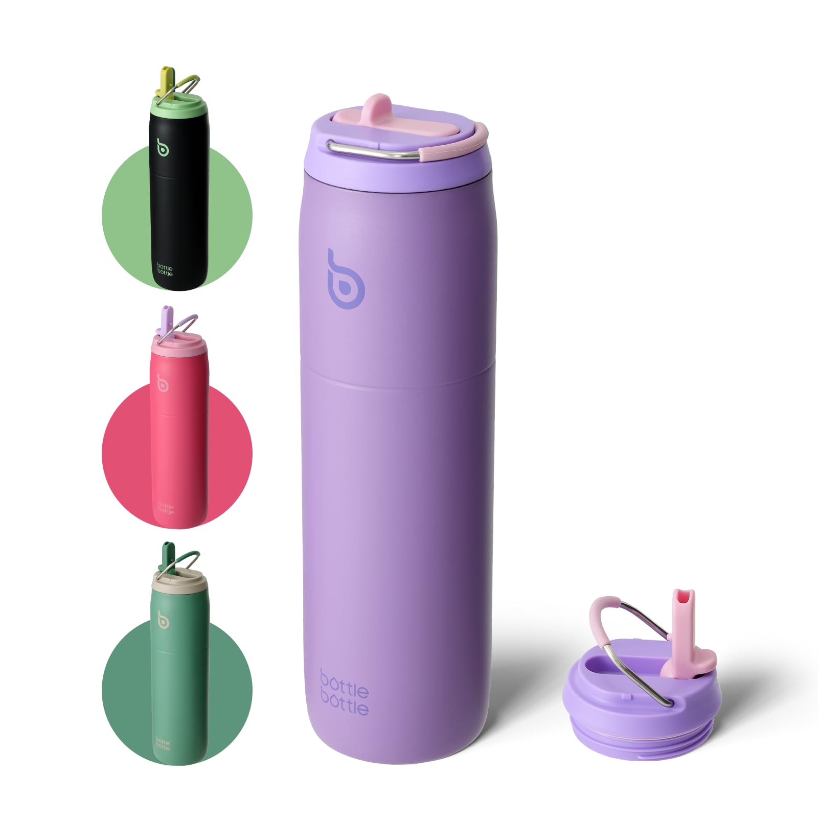 BOTTLE BOTTLE Stainless Steel Water Bottle with Straw and Lid 32 oz Vacuum Insulated Cup Stay Cold and Hot, Leak-Proof Wide Mouth Water Bottles for Women,Rabbits