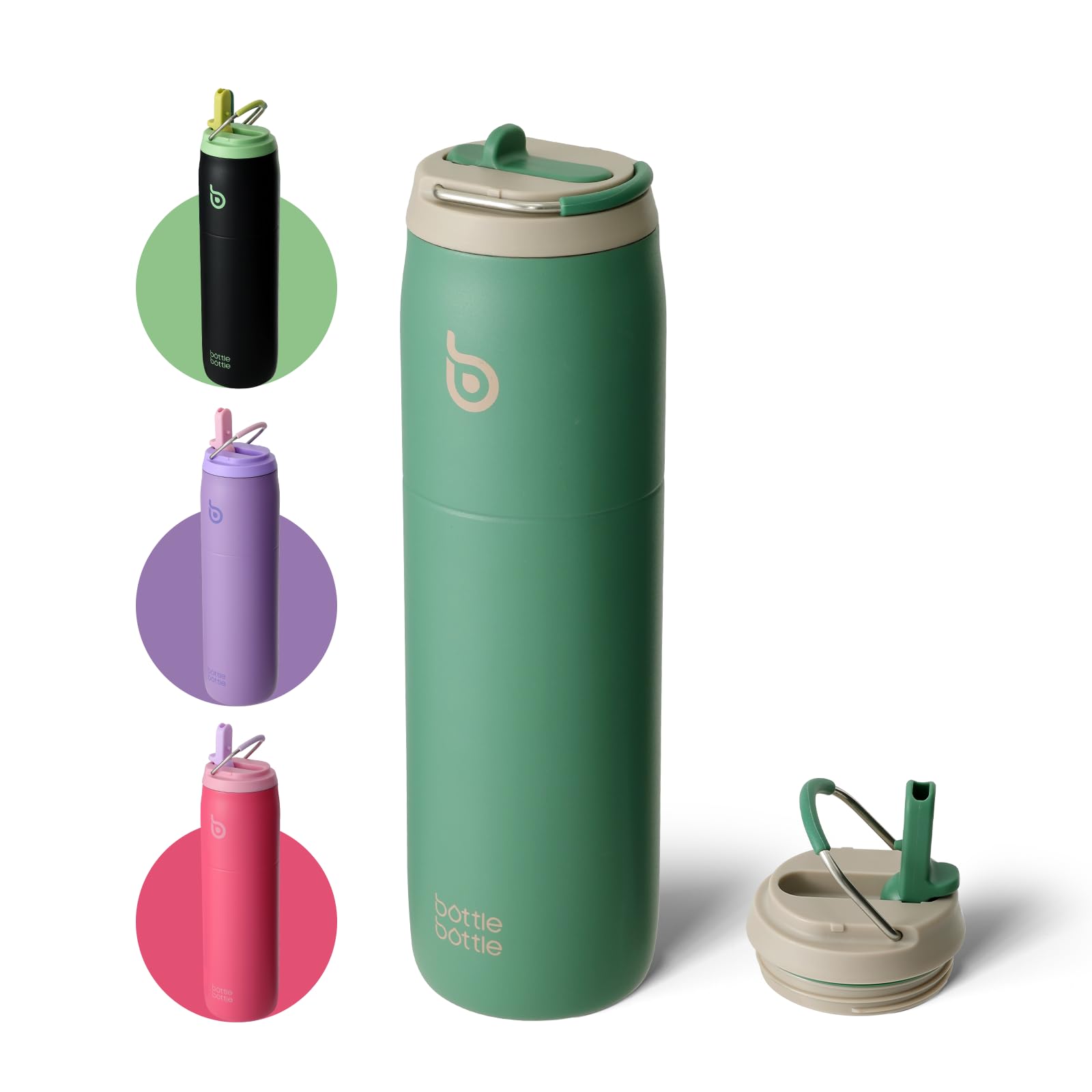 BOTTLE BOTTLE Stainless Steel Water Bottle with Straw and Lid 32 oz Vacuum Insulated Cup Stay Cold and Hot, Leak-Proof Wide Mouth Water Bottles for Women,Rabbits