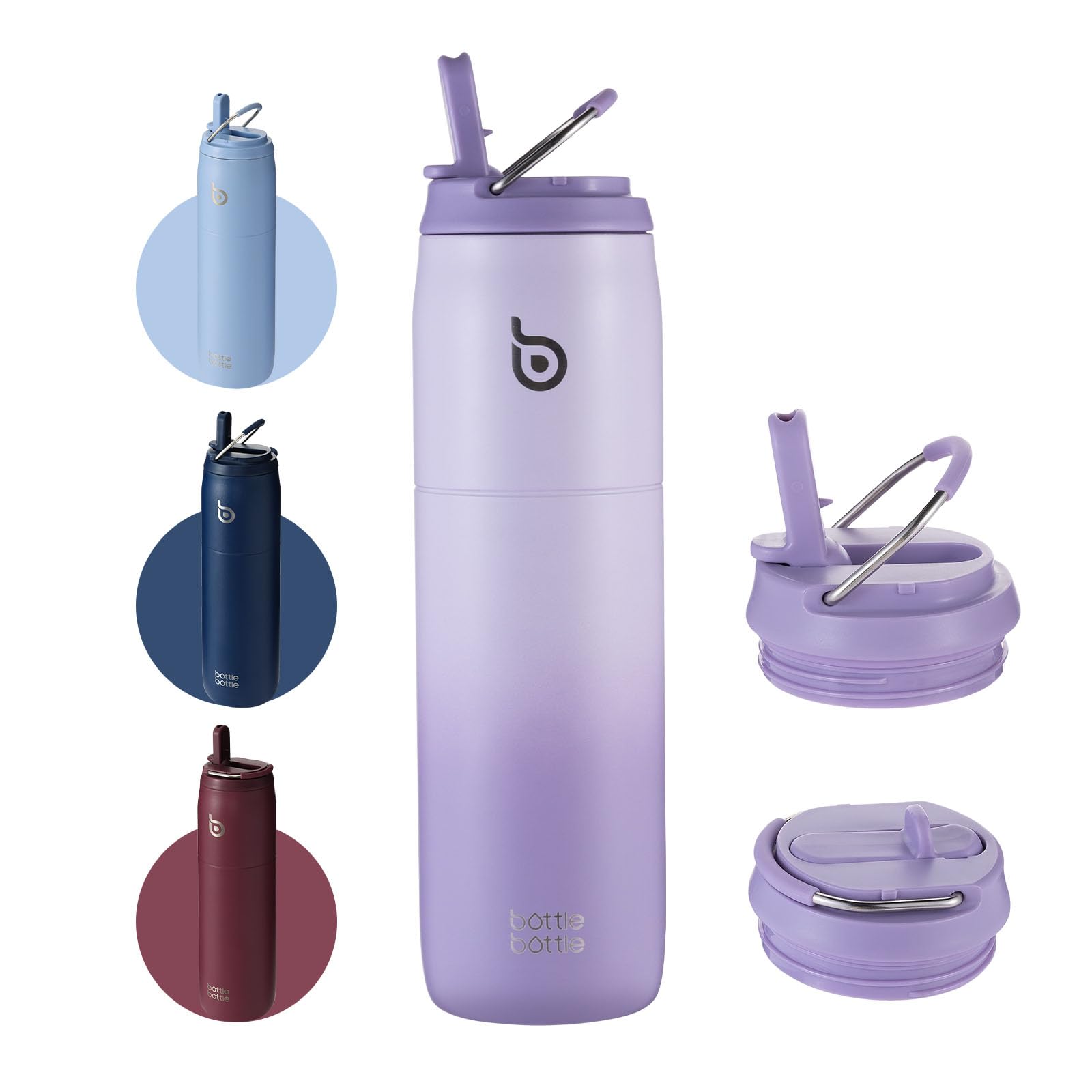 BOTTLE BOTTLE Stainless Steel Water Bottle with Straw and Lid 32 oz Vacuum Insulated Cup Stay Cold and Hot, Leak-Proof Wide Mouth Water Bottles for Women,Rabbits