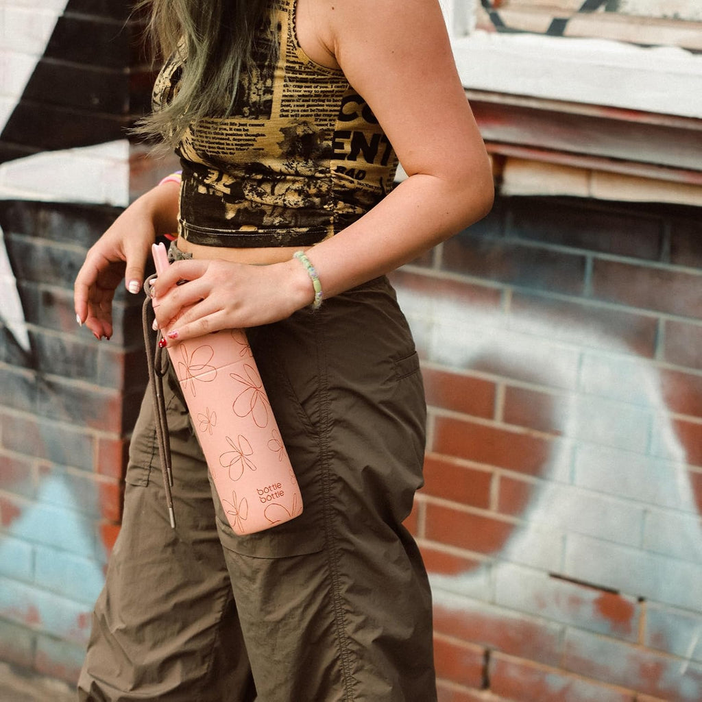 BOTTLE BOTTLE Insulated Water Bottle 24oz with Straw Lid and Handle for Sports Travel Gym Stainless Steel Water Bottles Double-Wall Vacuum Metal Leak Proof BPA-Free