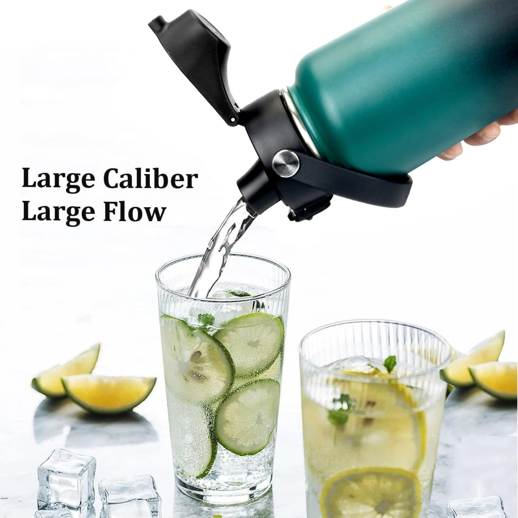 Water Bottle Insulated 32oz 40oz 64oz 128oz Straw Lid Spout Lid & 3 Lids, Leak Proof, Vacuum Insulated,Stainless Steel Water Bottle Wide Mouth for Sports, Gym or Office