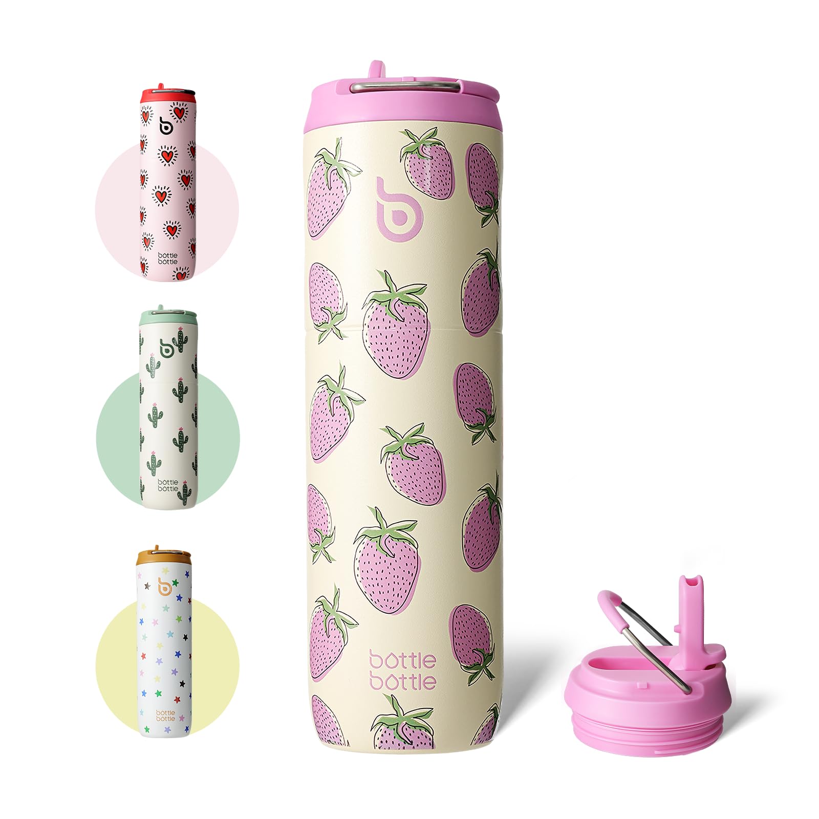 BOTTLE BOTTLE Insulated Water Bottle 24oz with Straw Lid and Handle for Sports Travel Gym Stainless Steel Water Bottles Double-Wall Vacuum Metal Leak Proof BPA-Free