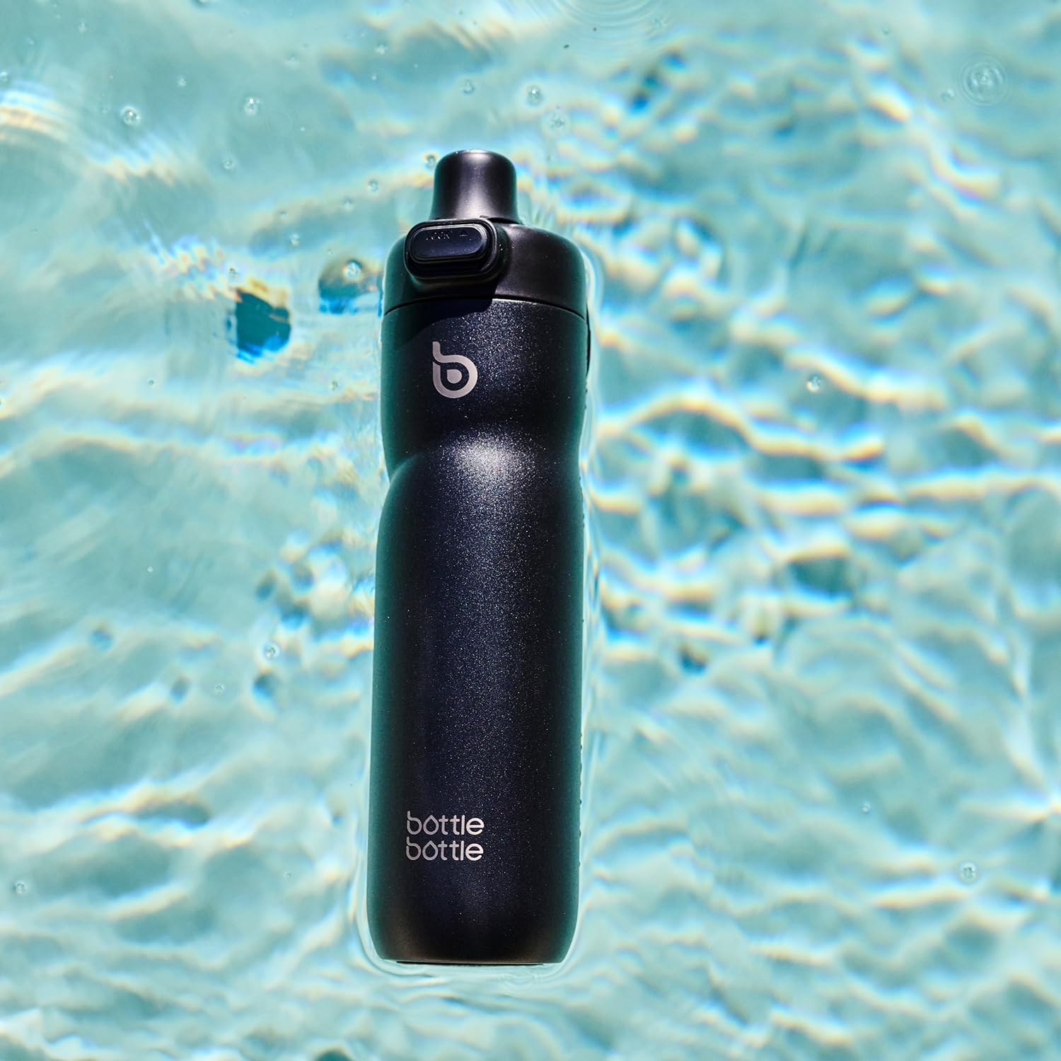 BOTTLE BOTTLE Insulated Water Bottle 24 oz with Handle and Flip Tops Lids Stainless Steel Water Bottle Push Button Lid Leak proof Portable for Running Travel Sports Hiking black