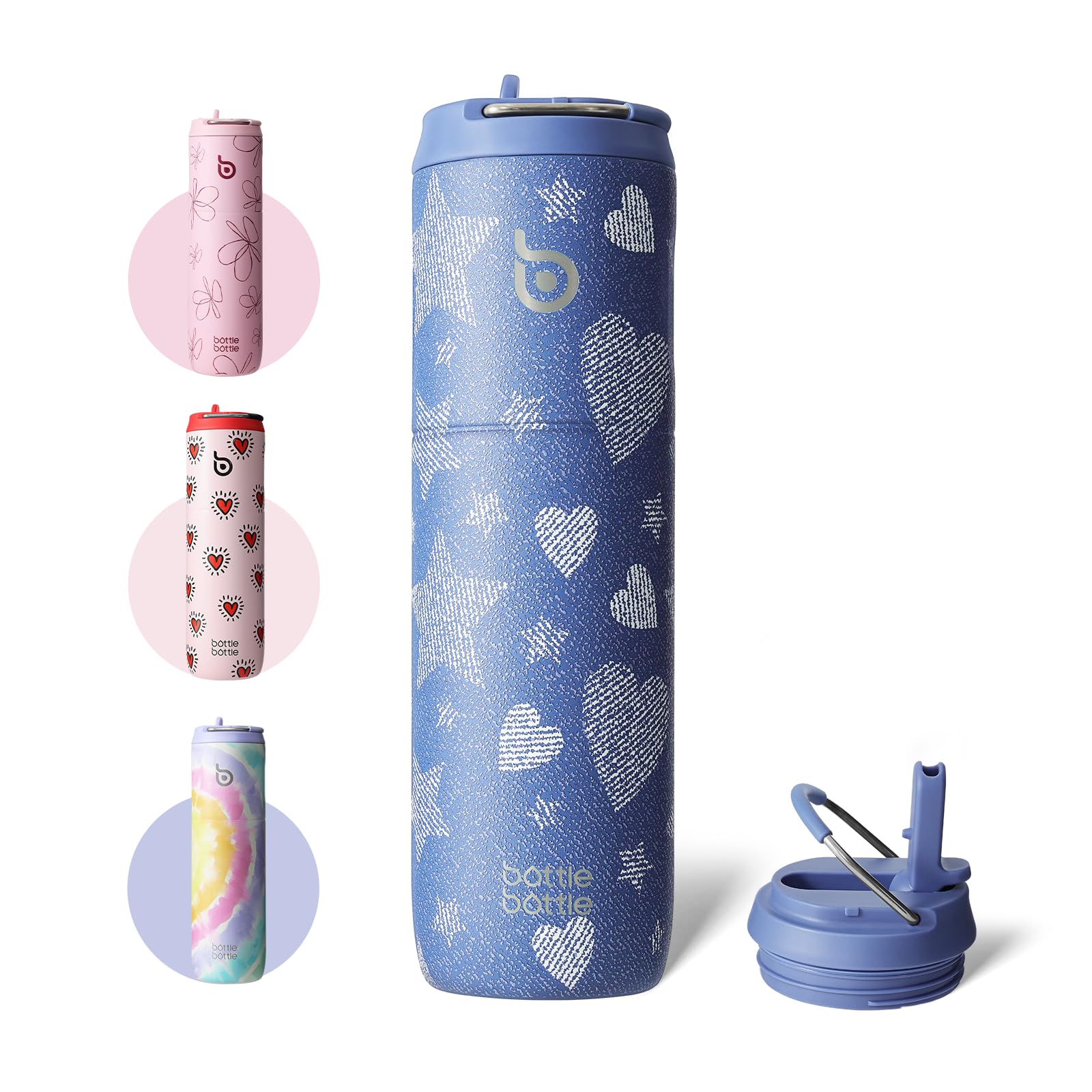 BOTTLE BOTTLE Insulated Water Bottle 24oz with Straw Lid and Handle for Sports Travel Gym Stainless Steel Water Bottles Double-Wall Vacuum Metal Leak Proof BPA-Free