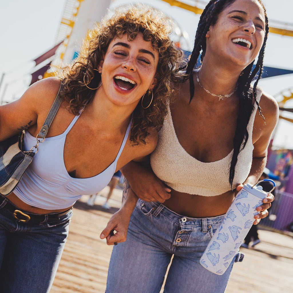 BOTTLE BOTTLE Stainless Steel Water Bottle with Straw and Lid 32 oz Vacuum Insulated Cup Stay Cold and Hot, Leak-Proof Wide Mouth Water Bottles for Women,Rabbits